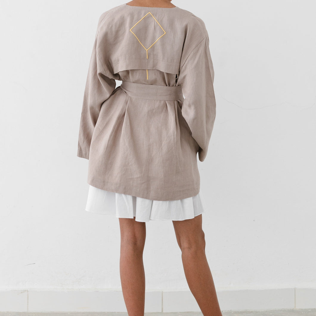 SHORT TRENCH LINEN JACKET