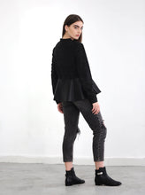 Load image into Gallery viewer, PEPLUM SHORT LEATHER CARDIGAN
