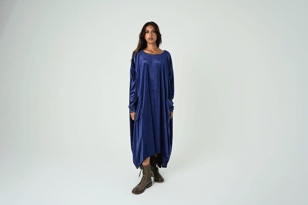 Long Sleeve Velvet Loose Maxi Dress