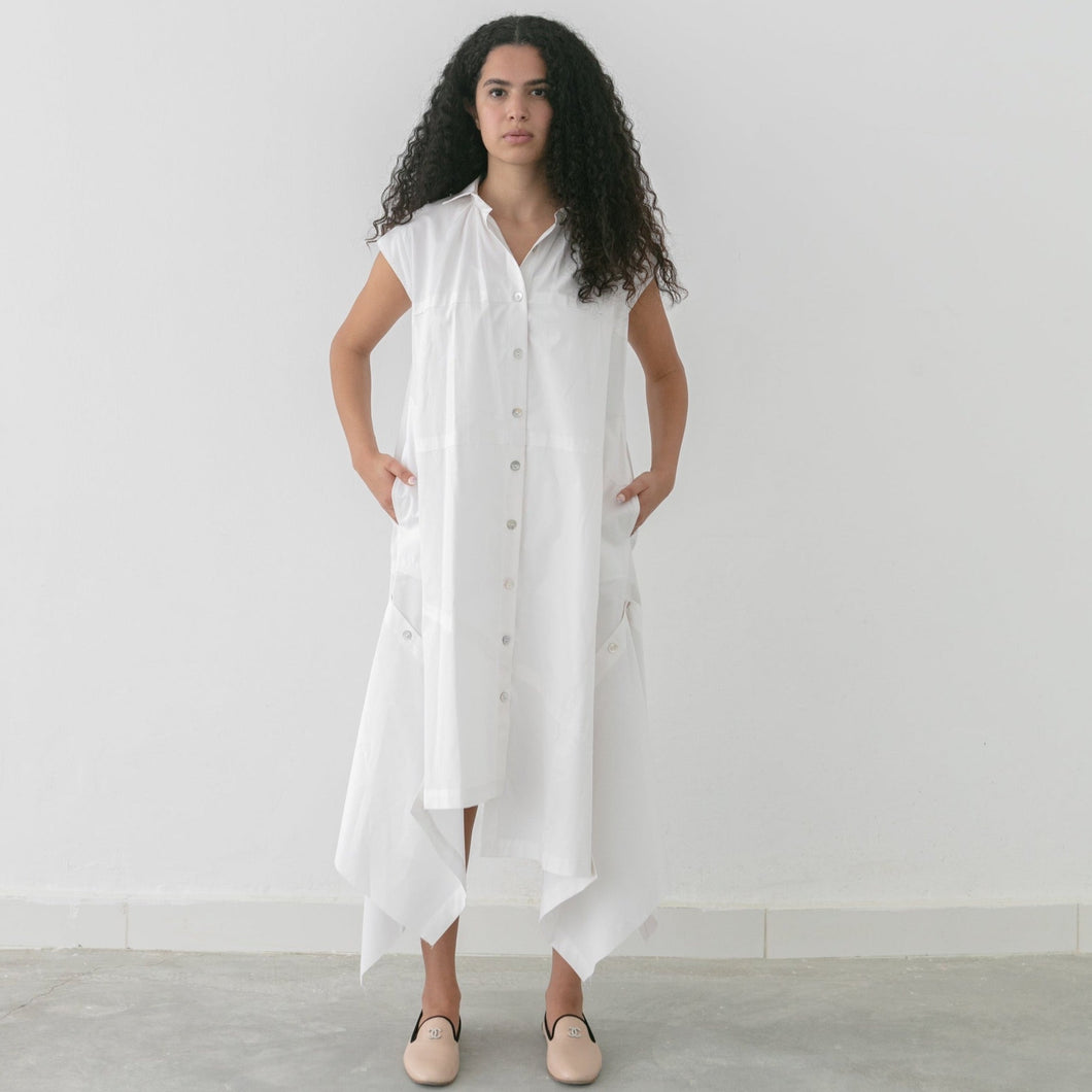 WHITE POPLIN DRESS