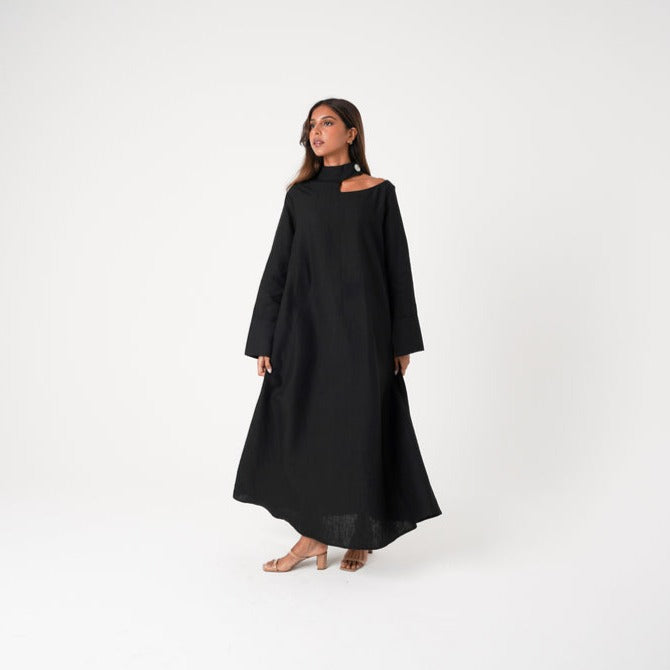 ONE SHOULDER LINEN DRESS